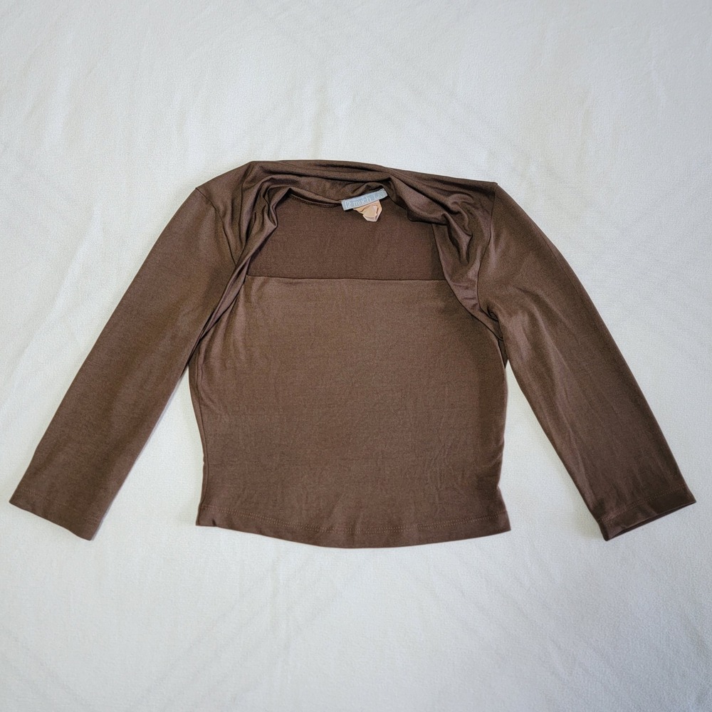 Vintage 90s 2much LA Bolero Layered Top Brown Women's M Y2K Minimalist Indie - Picture 4 of 7